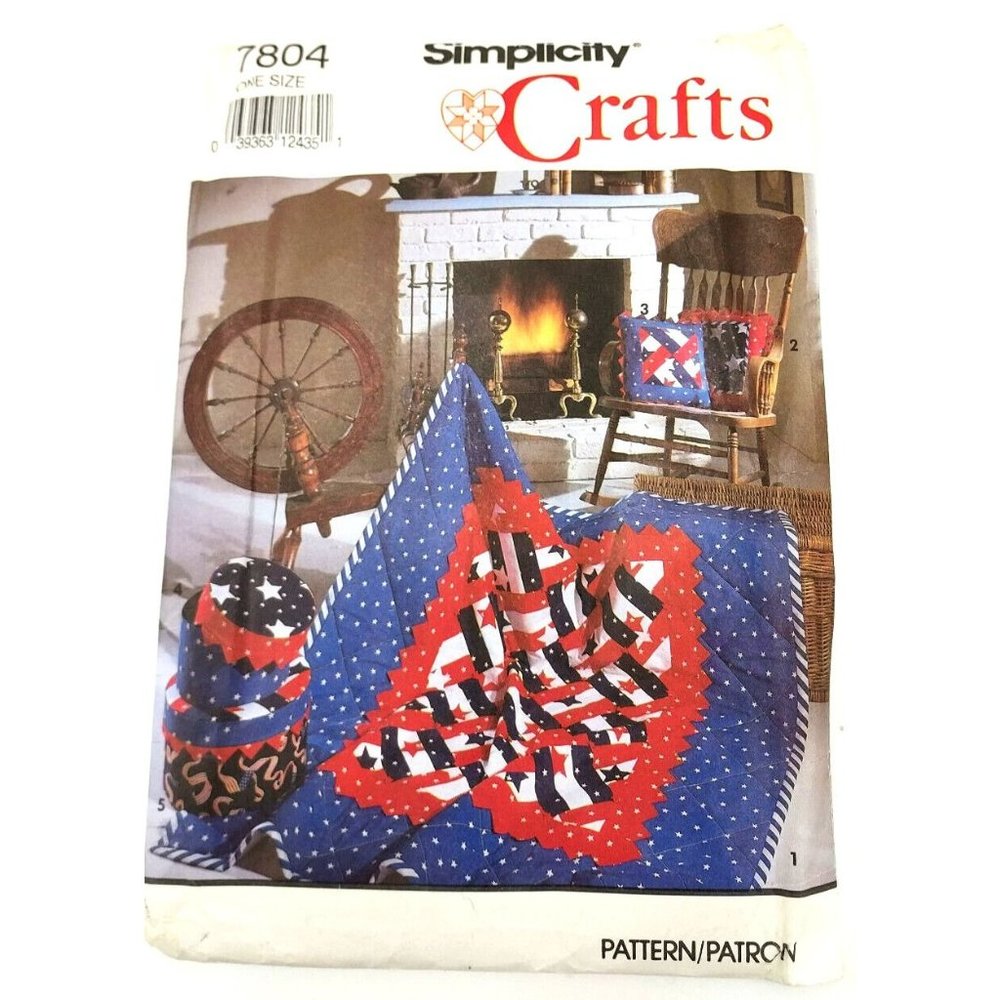 Simplicity Crafts Pattern #7804 "Patchwork Quilt & Accessories UNCUT ©1992